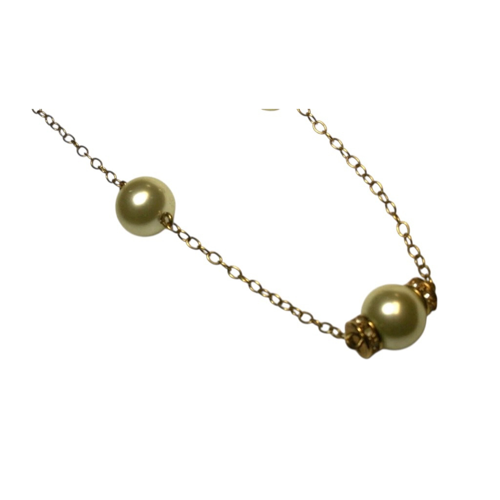 J. Crew 30” Gold, Rhinestone and Pearl Necklace 2274 - Picture 9 of 9